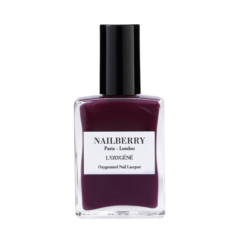NAILBERRY لايبريري ل'Oxygéné طلاء أظافر مؤكسج | لا ندم | أحمر بورغندي غني غير شفاف | طلاء أظافر محمي من الأشعة فوق البنفسجية يدوم طويلاً | خالي من 12 مادة | نباتي | معتمد حلال | خالي من القسوة والغلوتين | 15 مل - Image 1